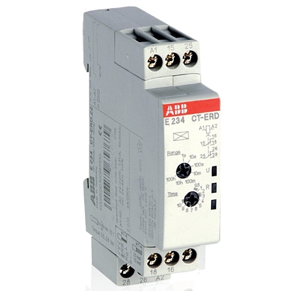 Реле времени ABB CT-ERD.22 (задержка на включ.) 24-48B DC, 24-240B AC (7диапазонов 0,05с...100ч) 2ПК
