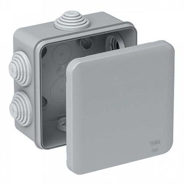 Коробка распаячная Промрукав 80х80х40 мм для о/п безгалогенная (HF) серая [уп.105шт] IP55