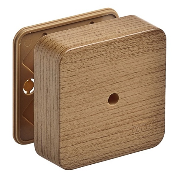 Коробка распаячная Ruvinil 80х80х25 мм открытой проводки дуб [уп. 70шт]