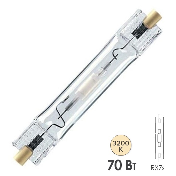 Лампа металлогалогенная GE CMH70/TD/UVS/830/RX7s (МГЛ)