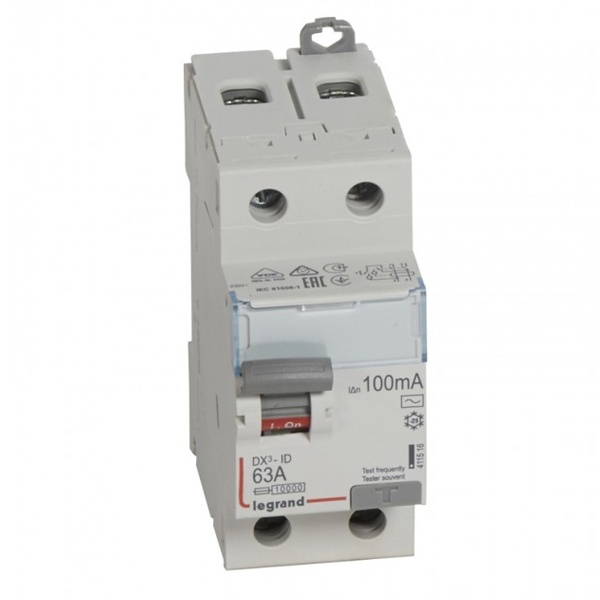 УЗО Legrand DX3 ВДТ 2П 63А 100мА тип AC (ВДТ)