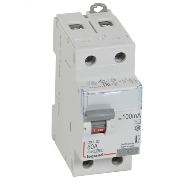 УЗО Legrand DX3 ВДТ 2П 80А 100мА тип AC (ВДТ)