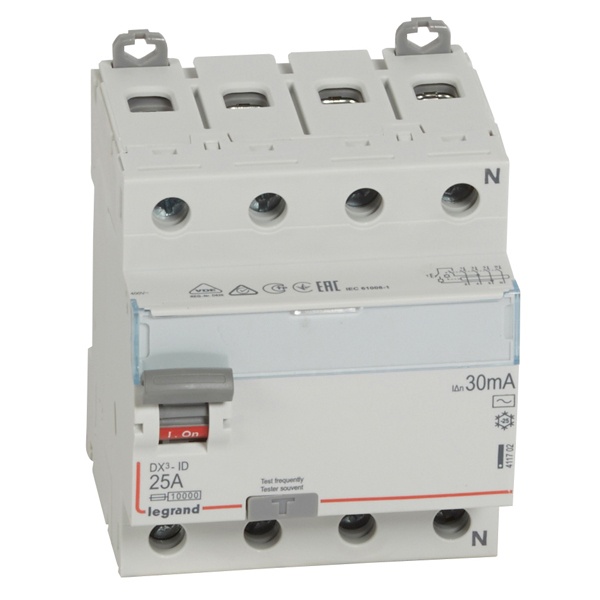УЗО Legrand DX3 ВДТ 4П 25А 30мА тип AC (ВДТ)