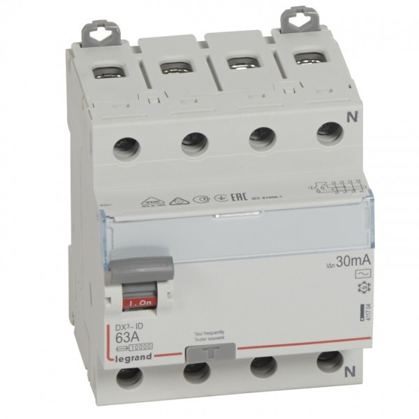 УЗО Legrand DX3 ВДТ 4П 63А 30мА тип AC (ВДТ)