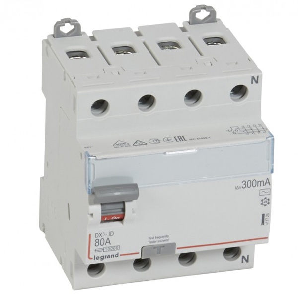 УЗО Legrand DX3 ВДТ 4П 80А 300мА тип AC (ВДТ)
