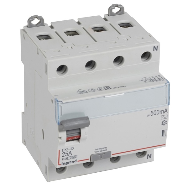 УЗО Legrand DX3 ВДТ 4П 25А 500мА тип AC (ВДТ)