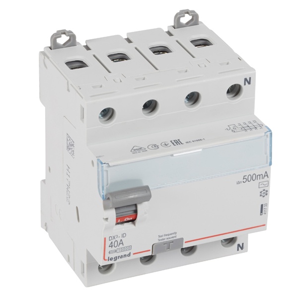 УЗО Legrand DX3 ВДТ 4П 40А 500мА тип AC (ВДТ)