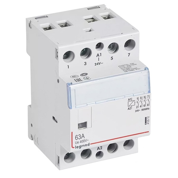 Контактор модульный Legrand CX3 24V 4 полюса 4НО 63А без ручного управления 3 модуля