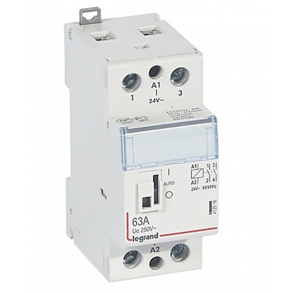 Контактор модульный Legrand CX3 24V 2 полюса 2НО 63А с ручным управлением 2 модуля