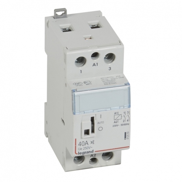 Контактор модульный Legrand CX3 230V 2 полюса 2НО 40А бесшумный с ручным управлением 2 модуля