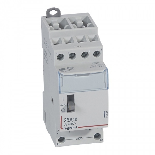 Контактор модульный Legrand CX3 230V 4 полюса 4НО 25А бесшумный с ручным управлением 2 модуля