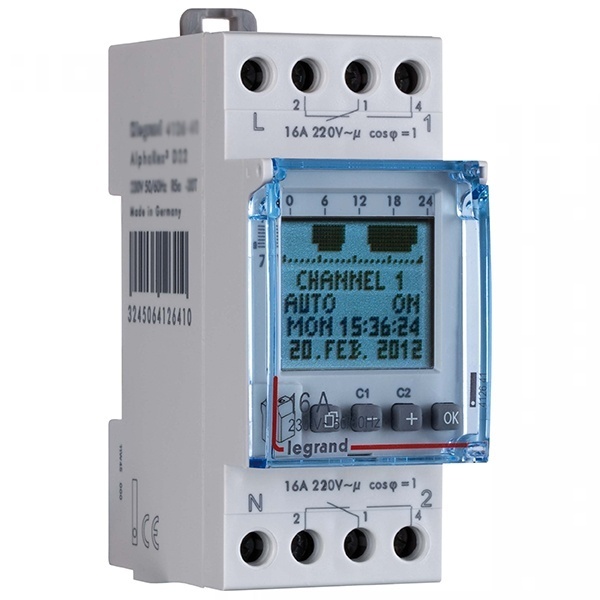 Астрономический годовой таймер Legrand электронный дисплей резервное питание 5 лет 220V 16А 2 выхода