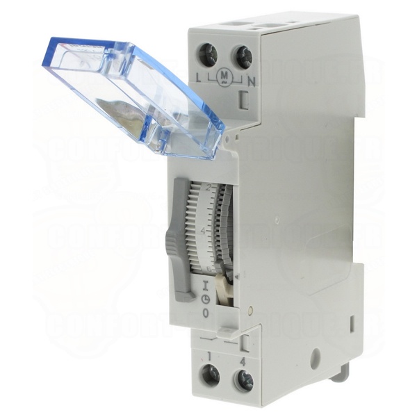 Суточный таймер аналоговый вертикальная шкала 230В 1НО 16А без запаса хода 1 модуль