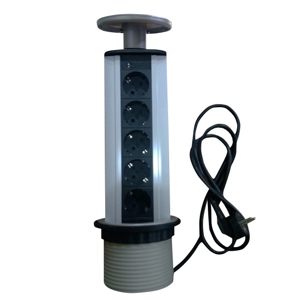 Блок розеточный выдвижной Экопласт на 5 розеток 45х45мм в комплекте розетки, сетевой кабель, вилка