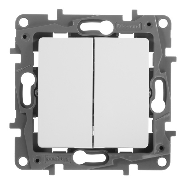 Выключатель двухклавишный Legrand Etika белый