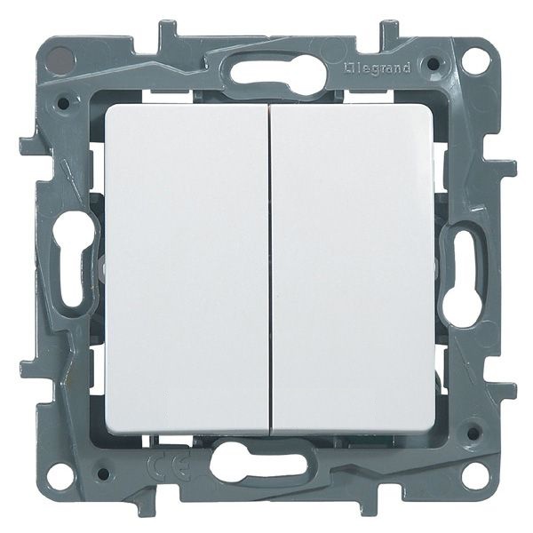 Переключатель двухклавишный Legrand Etika Plus белый