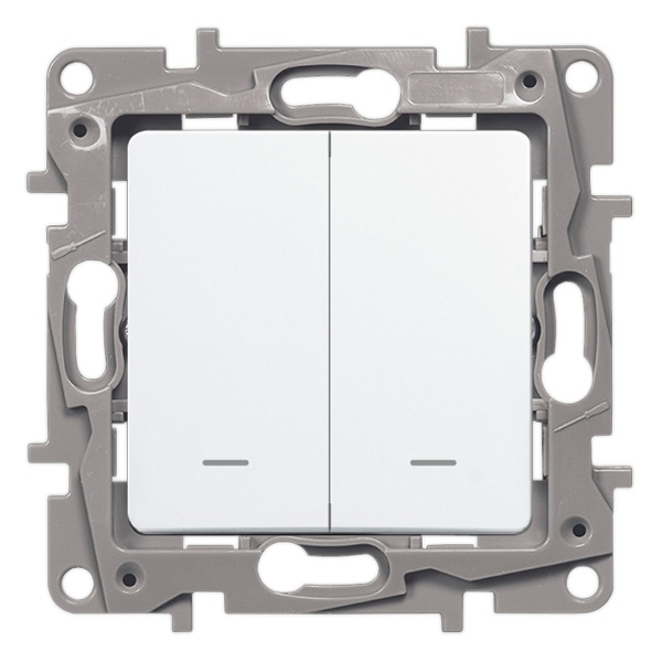 Переключатель двухклавишный с подсветкой Legrand Etika белый