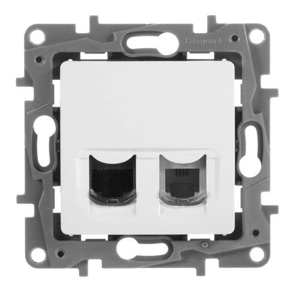 Розетка телефон+компьютер Legrand Etika RJ11+RJ45 Cat5 UTP, белый