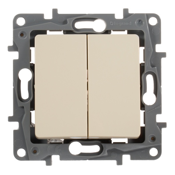 Выключатель двухклавишный Legrand Etika слоновая кость (бежевый)