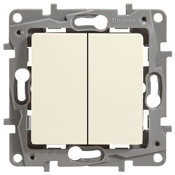 Переключатель двухклавишный Legrand Etika Plus слоновая кость (бежевый)