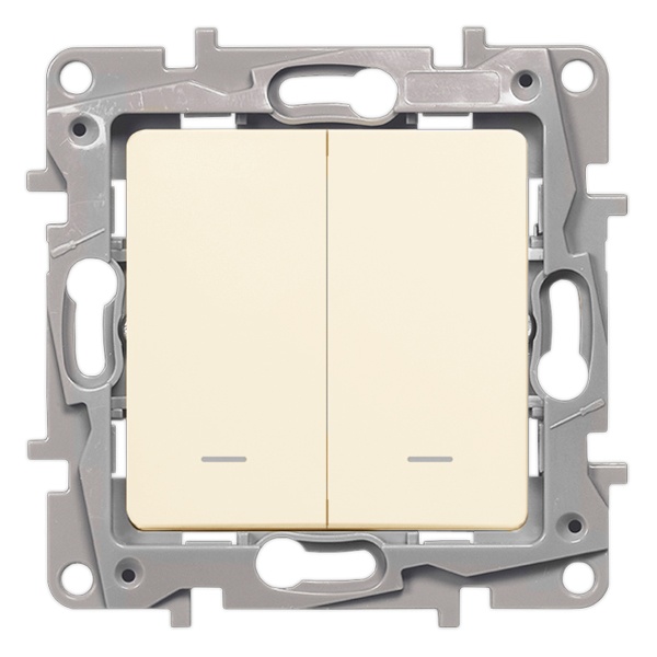 Переключатель двухклавишный с подсветкой Legrand Etika слоновая кость (бежевый)
