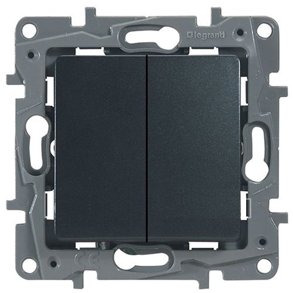 Переключатель двухклавишный Legrand Etika Plus антрацит