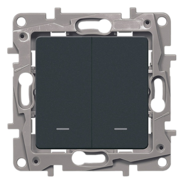 Переключатель двухклавишный с подсветкой Legrand Etika антрацит