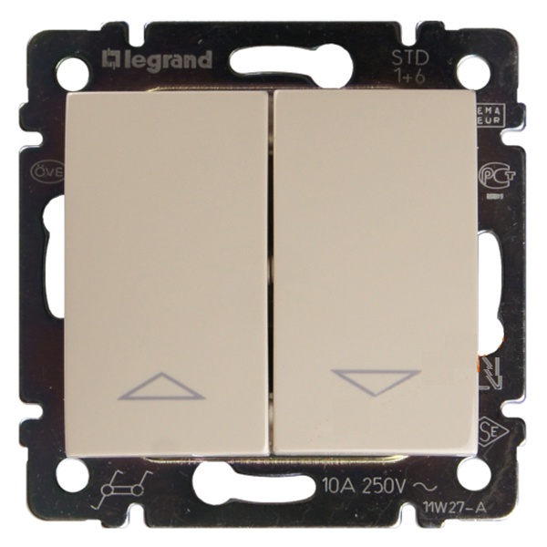 Выключатель кнопочный Legrand Valena для управления рольставнями слоновая кость (бежевый)