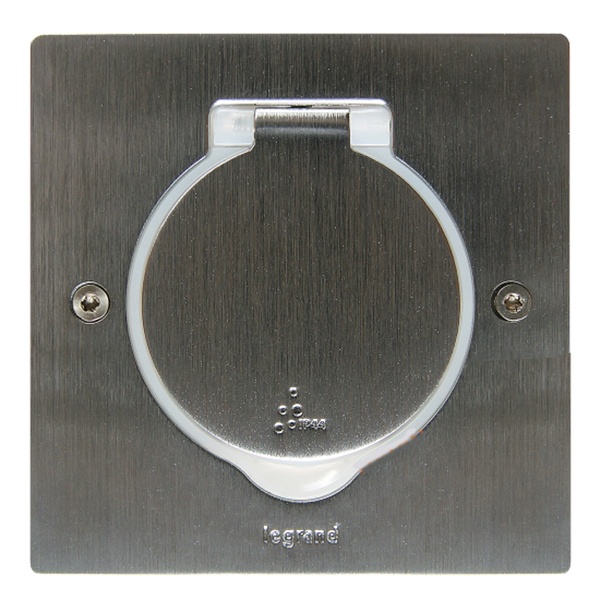 Лючок Legrand IP44 квадратный 2 модуля нержавеющая сталь