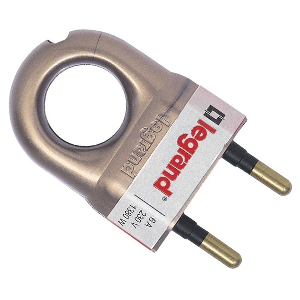 Вилка Legrand без заземления 6А с кольцом бронза