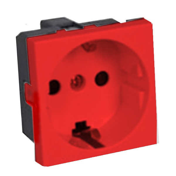 Розетка с заземлением Экопласт LK45, со шторками глянцевая красная