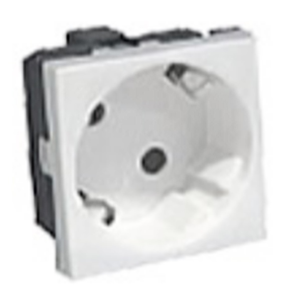 Розетка Экопласт 45° с заземлением LK45, со шторками глянцевая белая