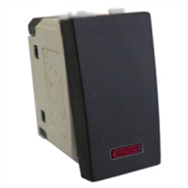 Переключатель с подсветкой Экопласт 45х22,5 мм LK45 16A, 250B черный бархат