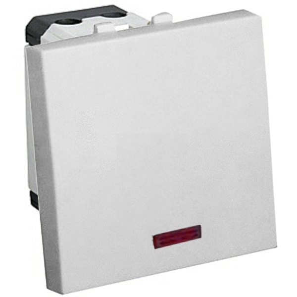 Выключатель с подсветкой Экопласт 45х45 мм LK45 16A, 250B белый