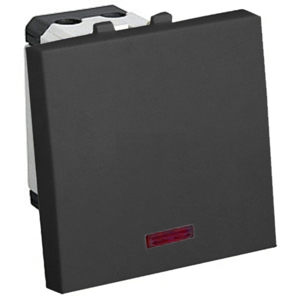 Выключатель с подсветкой Экопласт 45х45 мм LK45 16A, 250B черный бархат