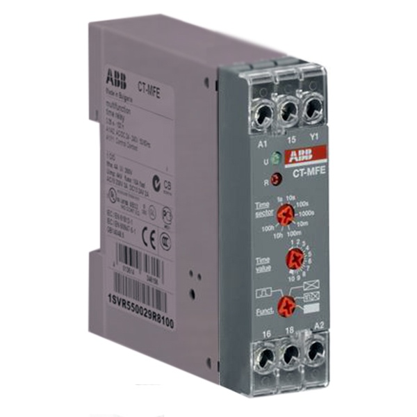 Реле времени CT-MFE многофункц. (6 функций) 24-240В АС/DC, (8 вр еменных диапазонов 0,05с..100ч.) 1П