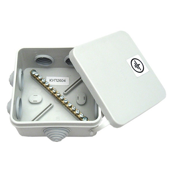 Коробка уравнивания потенциалов Hegel 100х100х50 мм ОП с шиной на 13 зажимов