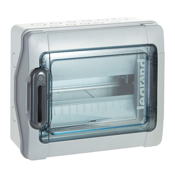 Шкаф накладной Plexo на 12 (1х12) модулей с шинами N+PE с прозрачной дверью IP65