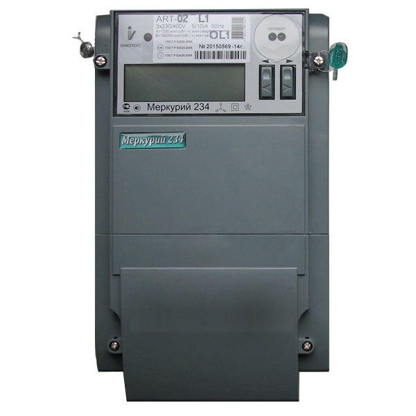 Электросчетчик Меркурий 234 ART-02R.L1 5-100А 230/400В многотарифный ЖКИ RS-485 PLC-I