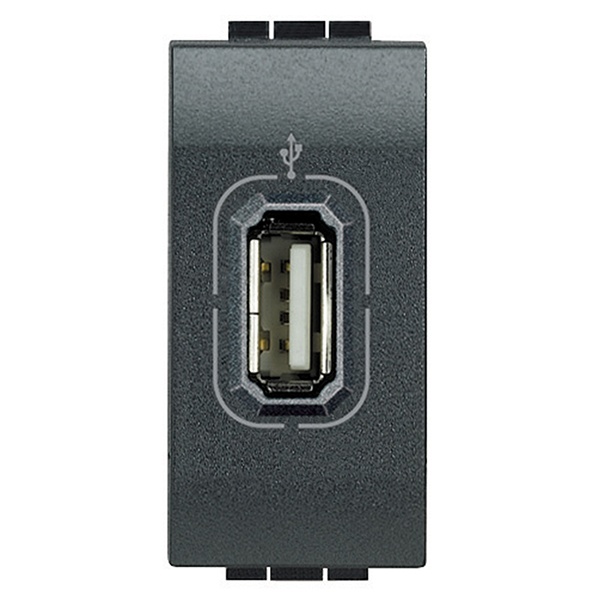 Разъем USB-удлинитель 1 модуль LivingLight Антрацит