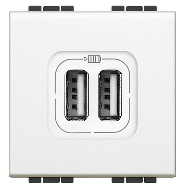 Зарядка 2хUSB для мобильных устройств 2,4A , размер 2 модуля LivingLight Белый