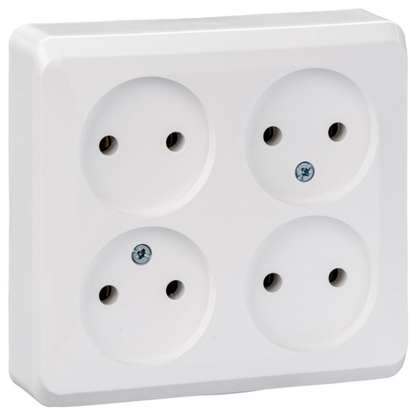 Накладная розетка четверная без заземления SE Этюд белая