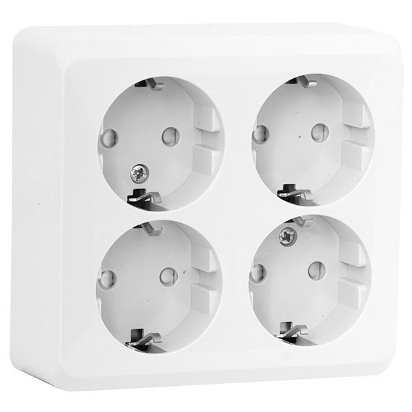 Накладная розетка четверная с заземлением со шторками SE Этюд белая