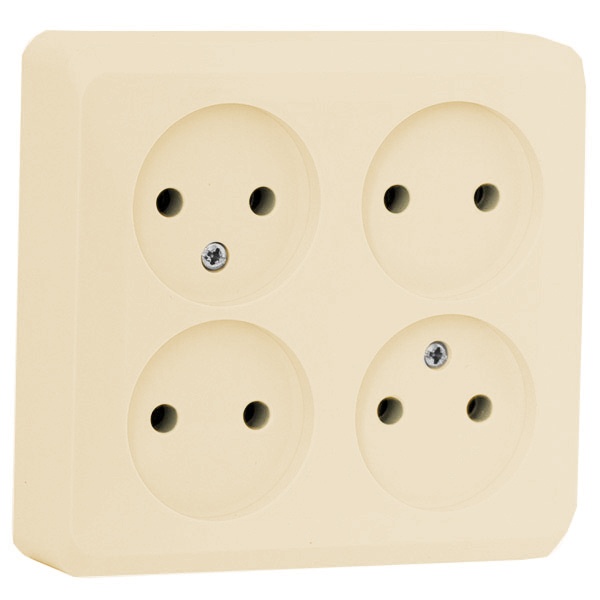 Накладная розетка четверная без заземления SE Этюд кремовая
