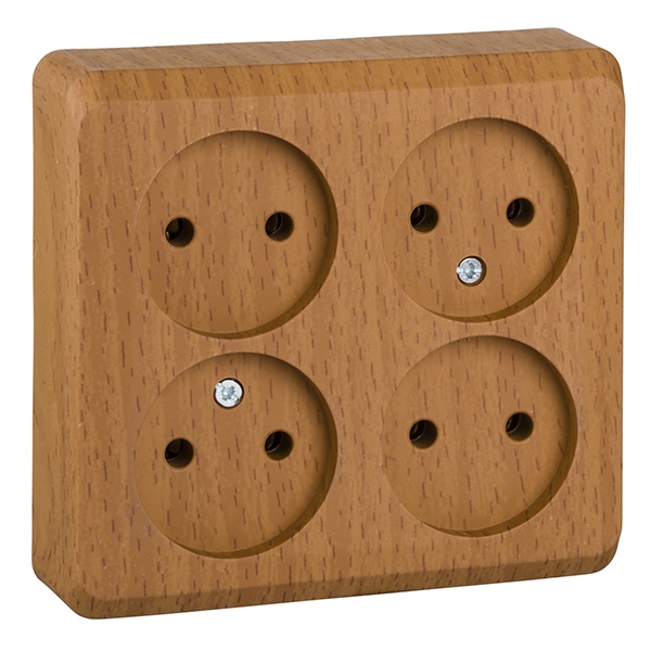 Накладная розетка четверная без заземления SE Этюд темный бук