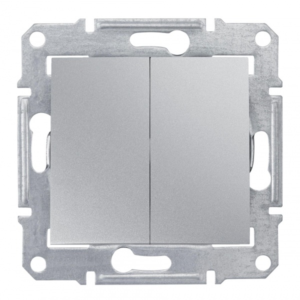 Выключатель двухклавишный Sedna алюминий