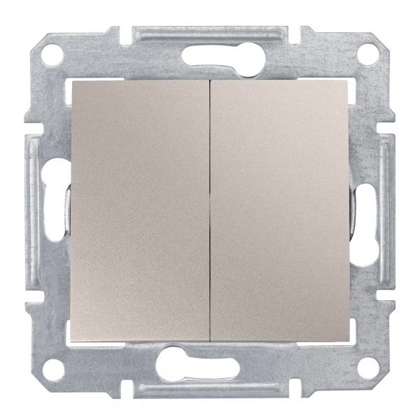 Переключатель двухклавишный Sedna титан