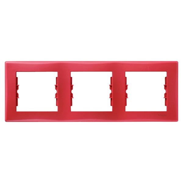 Рамка Sedna 3 поста горизонтальная, красная