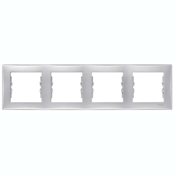 Рамка Sedna 4 поста горизонтальная, алюминий