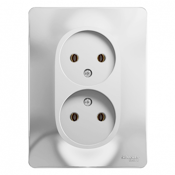 Розетка двойная без заземления SE Glossa16А в сборе, белый